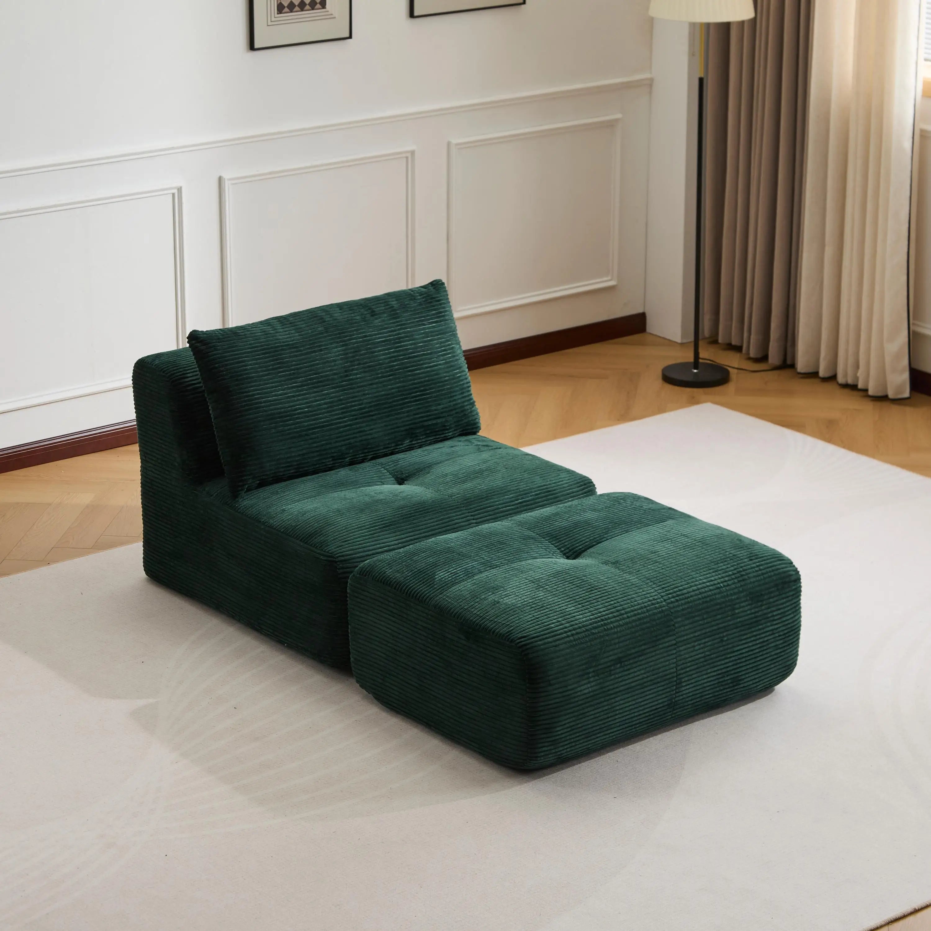 Corduroy Sofa Bed,Comfortable Small Single Sofa,Compression Sofa Seat,Foldable Lounger for Bedroom, Guest Room or Living Room