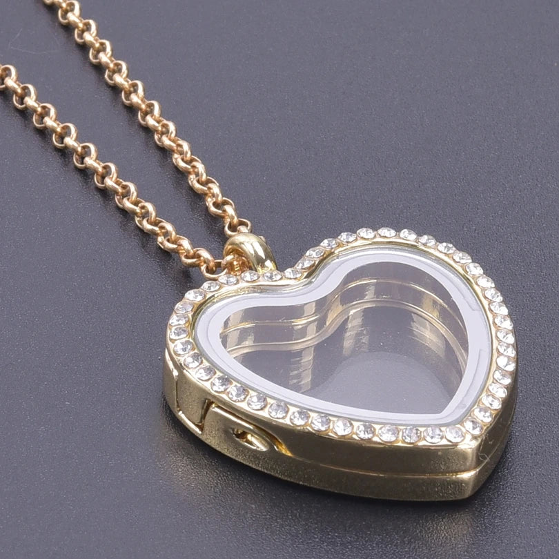 Silver-Tone Heart-Shaped Glass Reliquary Locket Pendant With Antique Filigree Keepsake Window — Silver | KIMLUD