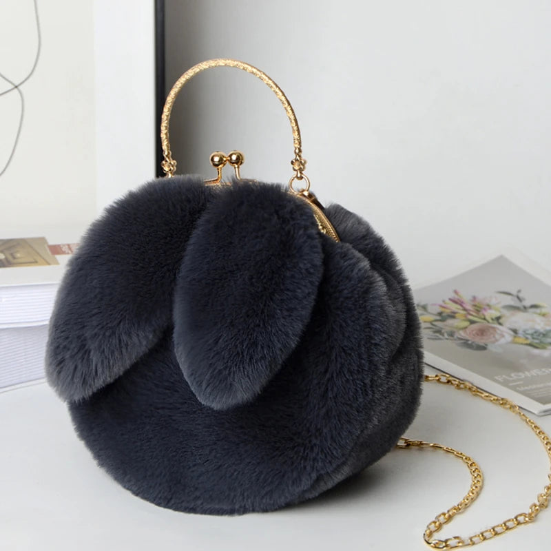 Cute Plush Rabbit Crossbody Bags for Women Korean Version Cute Purses and Handbags Girls New Rabbit Ear Shoulder Messenger Bag