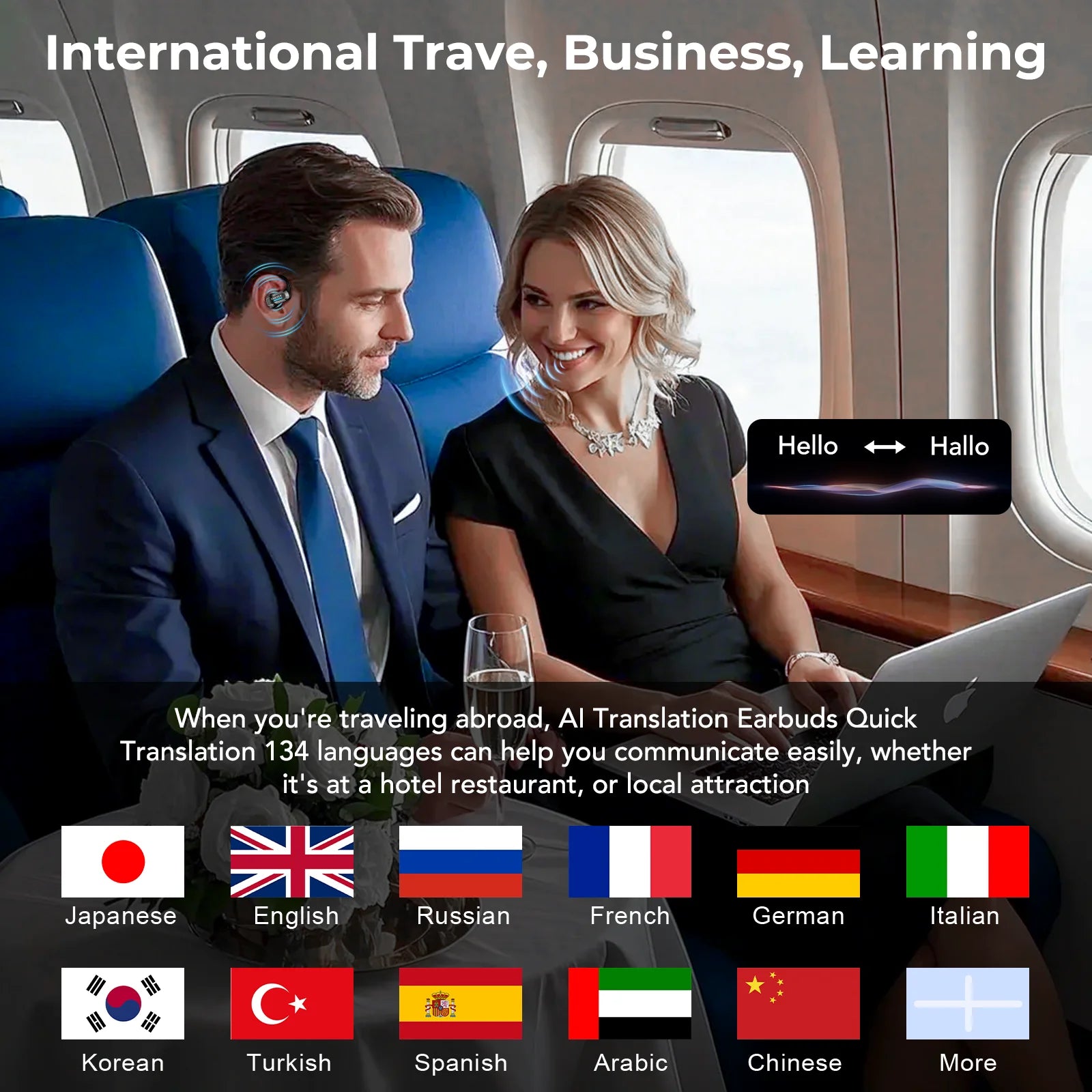 Sleek AI Translator Earbuds X8 With Low Latency Gaming Bluetooth 5.4 — Black | KIMLUD