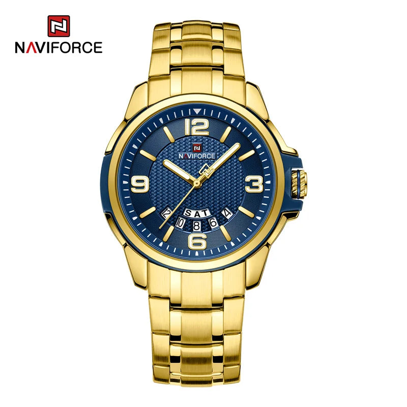 NAVIFORCE Brand Casual Men's Quartz Watch Stainless Steel Belt Business Wristwatches Waterproof Luminous Clock Relogio