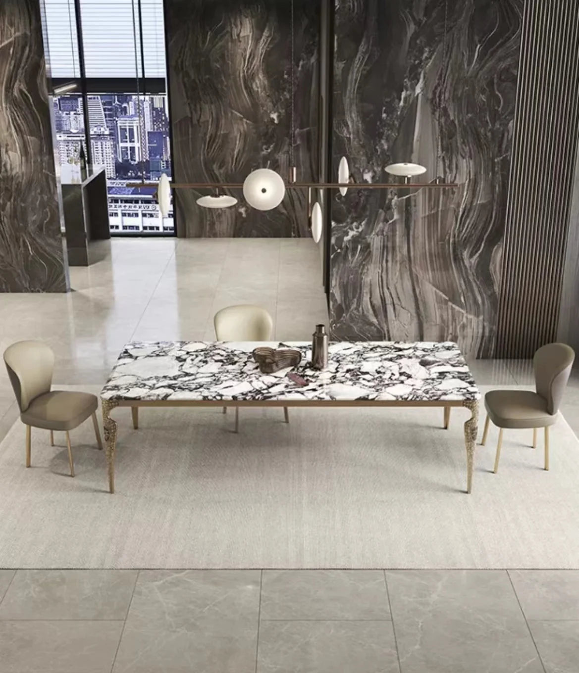 Stainless Steel Ceramic Dining Table Set — White | KIMLUD