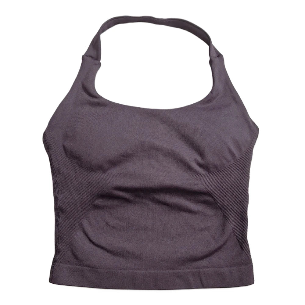 Padded Sports Bra – Backless Strappy – Halter | KIMLUD