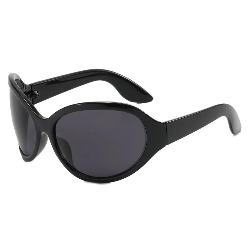 Oversized Oval Frame Sunglasses UV400 Lenses — Black | KIMLUD