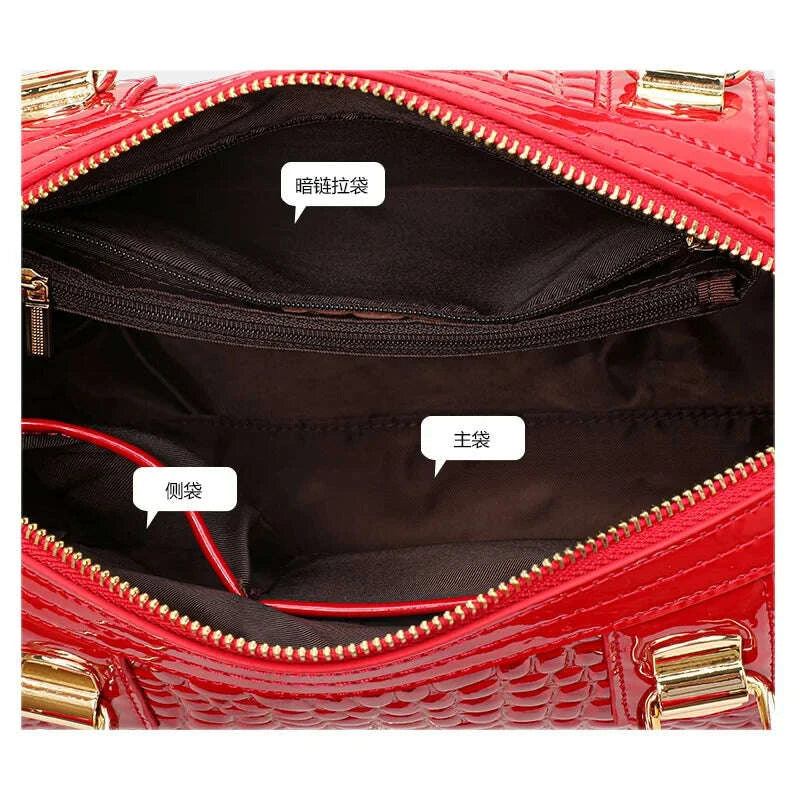 KIMLUD, Leather handbag for women - new style, elegant Boston-style women's bag, lady's large capacity shoulder bag for moms, KIMLUD Womens Clothes