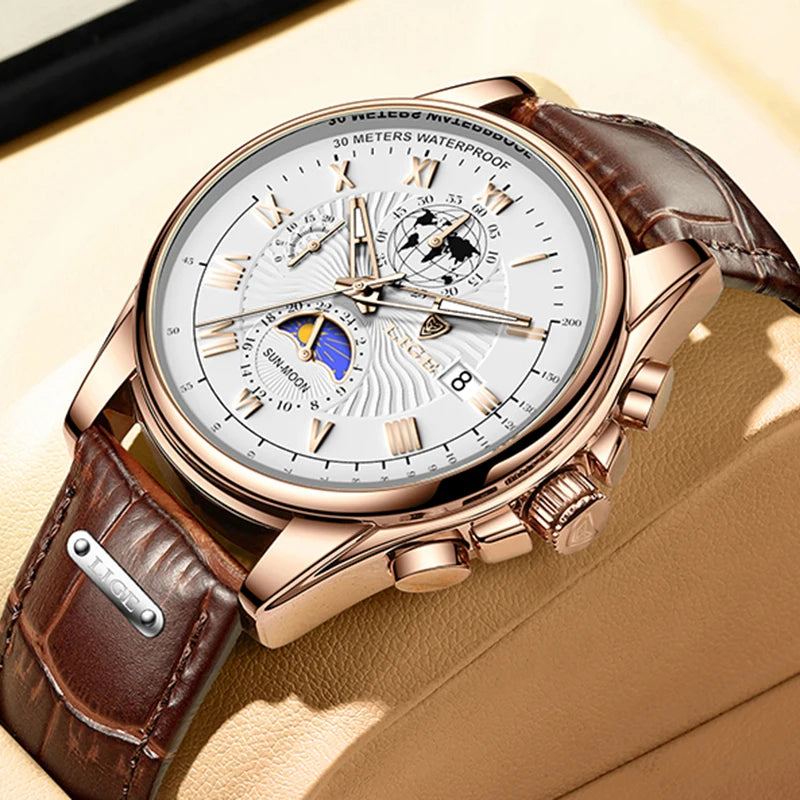 LIGE Fashion Automatic Date Men Quartz Watches Top Brand Luxury Male Clock Chronograph Sport Mens Wrist Watch Relogio Masculino