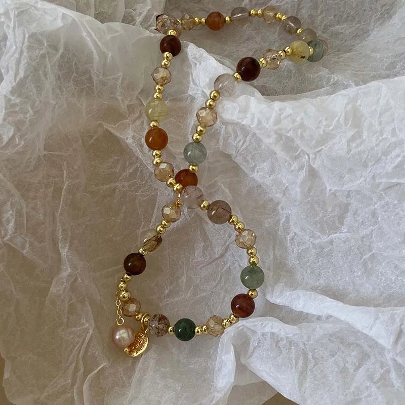 Gold-Tone Bracelet Double-Layer Crystal Pearl Beaded Wrap — Gold | KIMLUD