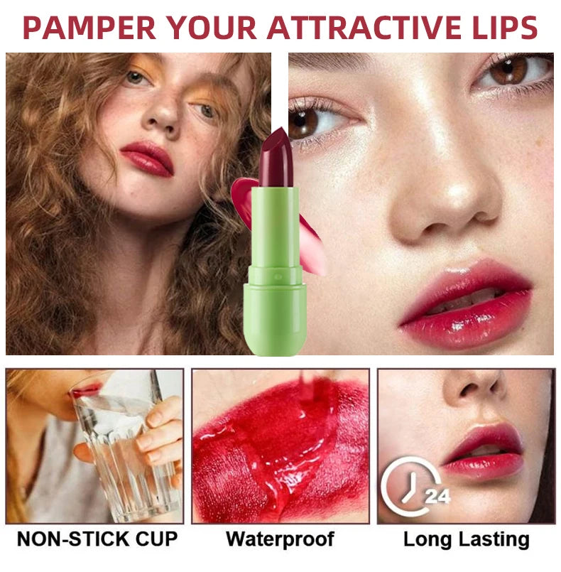 FAFAMON 3 colors aloe vera warm color changing jelly lipstick set lip care lasting non-stick moisturizing fruity lipstick