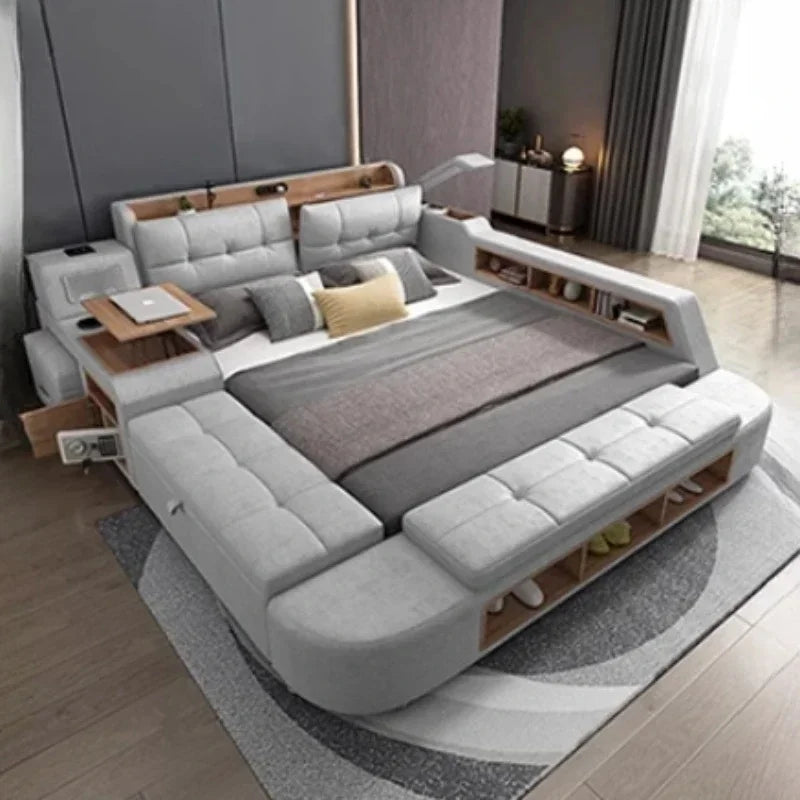 Nordic Multifunctional King Size Bed with Drawers for Bedroom or Backyard Furniture