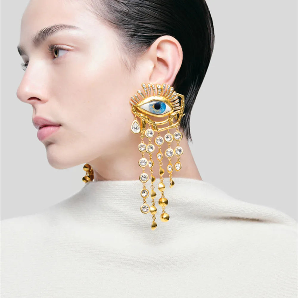 Baroque Tassel Dangle Earrings Metal Gold Plated — Gold | KIMLUD