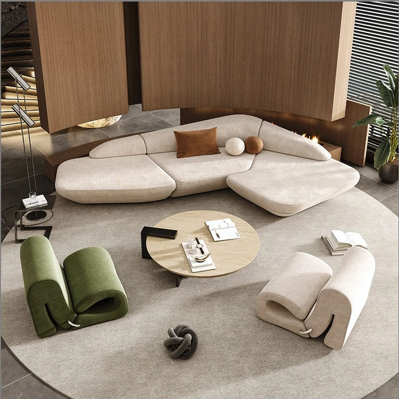 Curved Luxury Sofa For Reception And Living Spaces — Ivory-Cream | KIMLUD