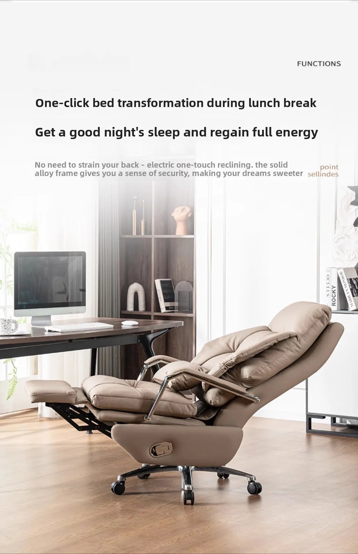 Executive Office Chair - Electric Reclining - Leather | KIMLUD