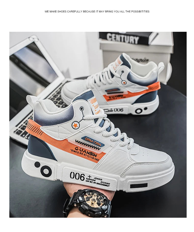 Sneakers Men Casual High Top Board Shoes Vulcanized Shoes Male Walking Sport Shoes Outdoor Sneakers Male Soft Sole Walking Shoes