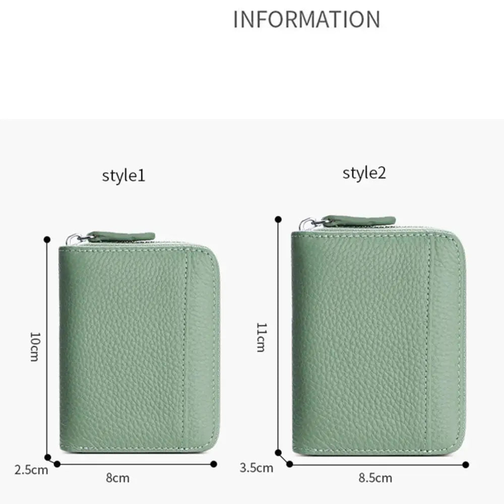 Genuine Leather Credit Card Holder Wallet RFID-Blocking — Black | KIMLUD