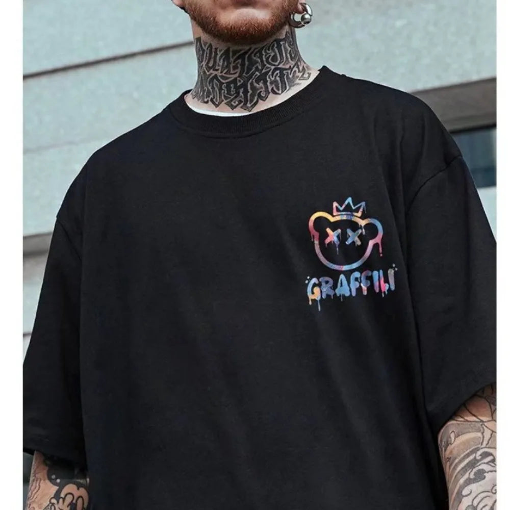Oversized T-Shirt - New Korean Style - Cotton-Polyester - Round Neck | KIMLUD