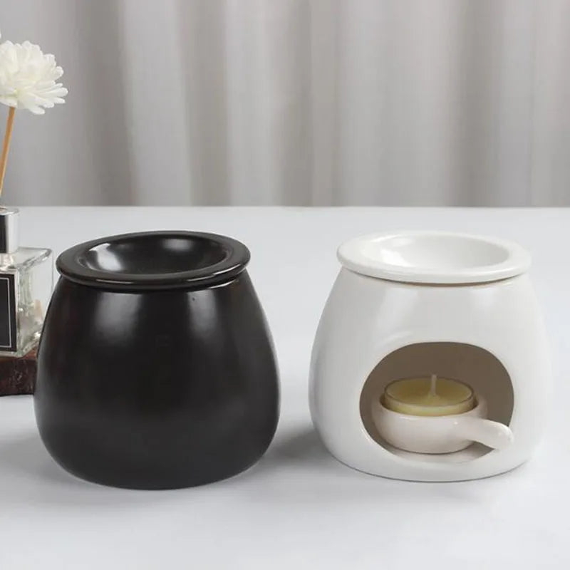 KIMLUD, Nordic Style Porcelain Essential Oil Burner Candle Holder Oil Lamp Aroma Censer for Indoor Smell Supply Home Decor, KIMLUD Womens Clothes