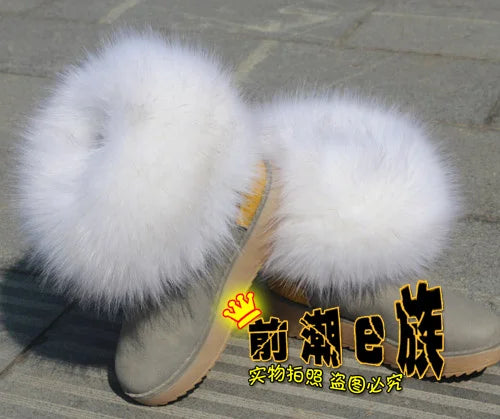 Faux Fur Boots Leg Warmer Cuffs Elastic DIY Accessory — Black | KIMLUD