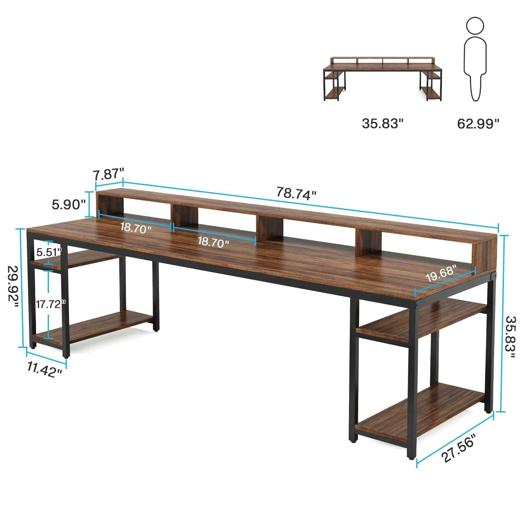 tribesigns-7874-inches-extra-long-two-person-desk-double-computer-desk-with-monitor-stand-and-storage-shelves-work-tablekimludkimlud-35570987