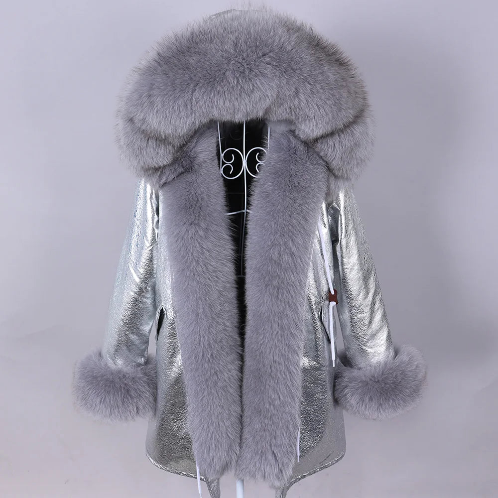 2023 Super Hot Winter Jacket Hooded Long Overcoat Parkas Female Clothes Removable Real Fox Fur Collar Coats Woman