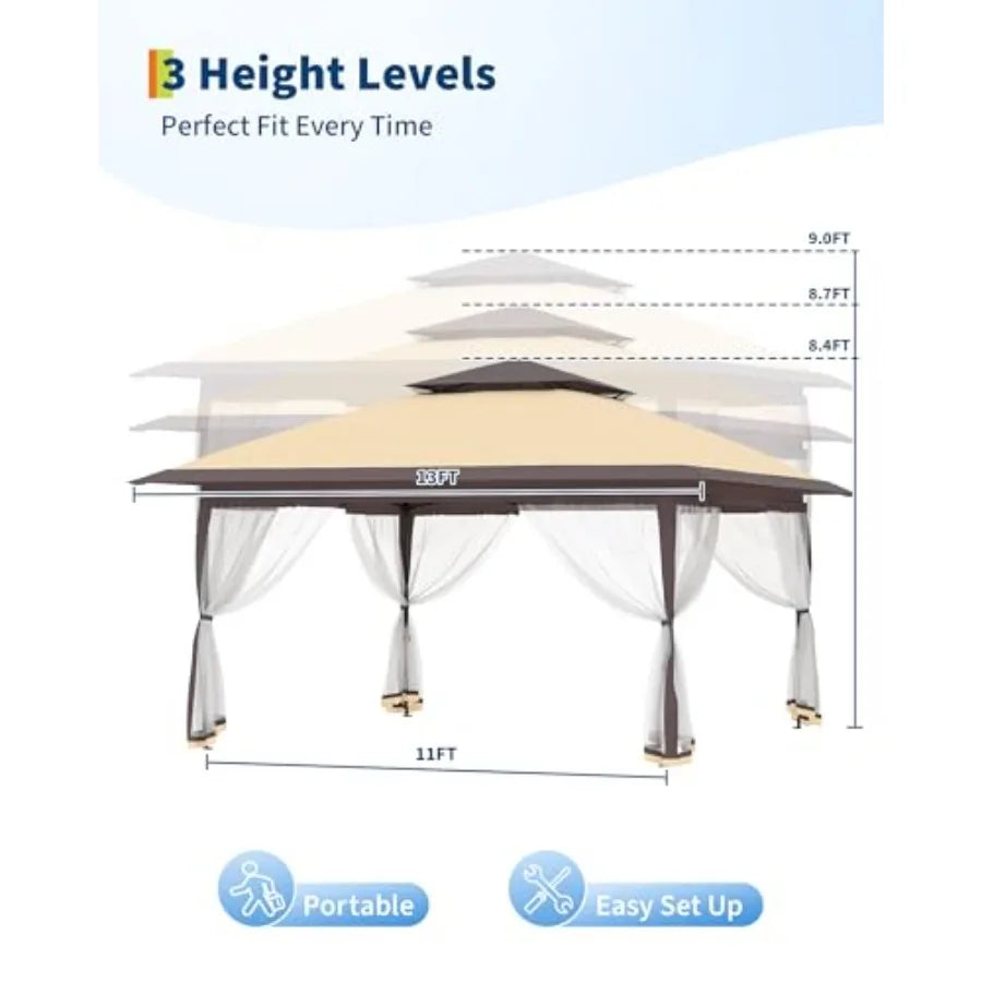 Polyester Outdoor Pop Up Gazebo Tent — Beige | KIMLUD