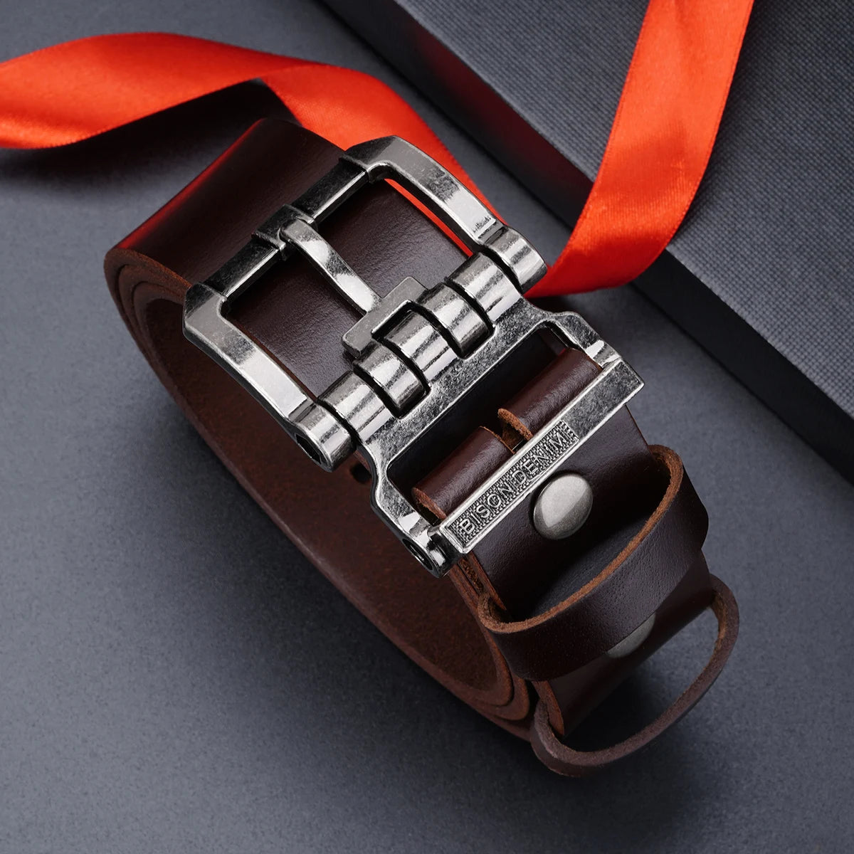 BISON DENIM High Quality Men's Belt Retro Genuine Leather Strap Luxury Designer Pin Buckle Belt for Men Jeans Ideal Gift For Men