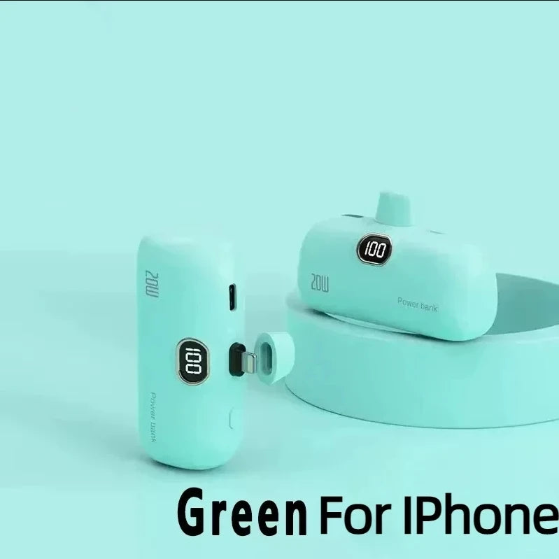 Mini Power Bank 2000/5000mAh Built Cable Portable Mobile Charger Fast Charger Spare Battery Capsule Power bank For iPhone Type-C