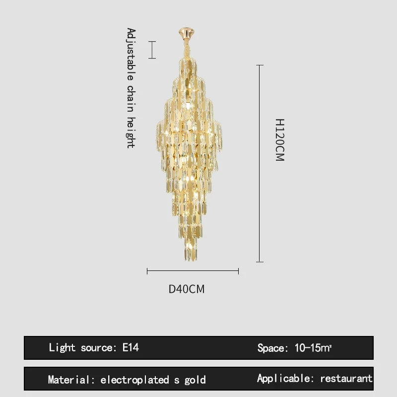 Duplex Building Chandelier Villa Living Room Crystal Lamp Hotel Luxury Chandelier High-end Spiral Staircase Long Chandelier