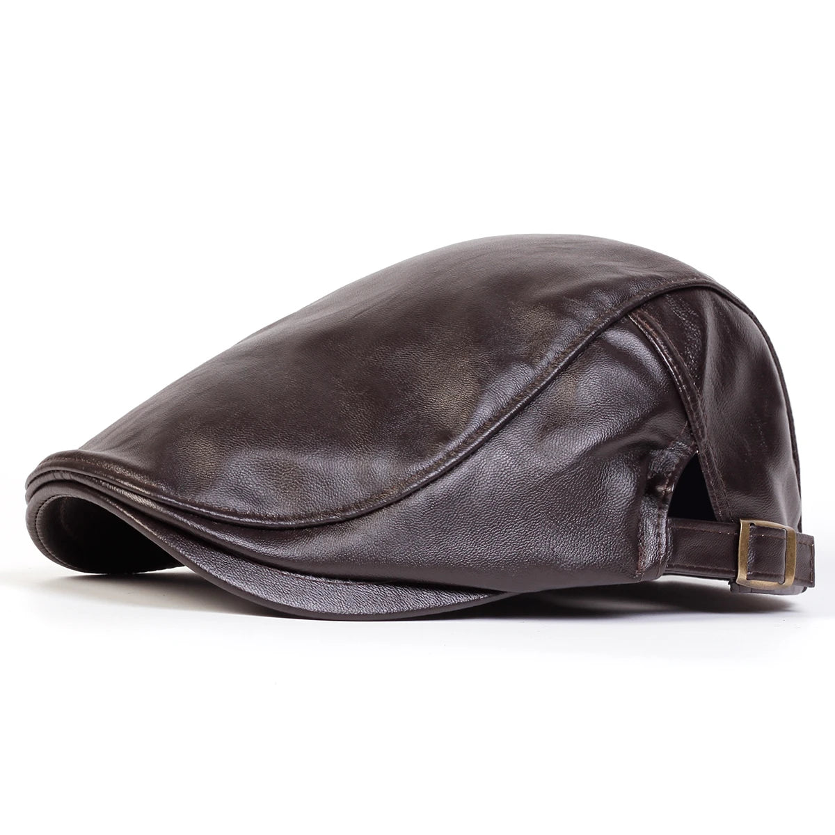 PU Leather Newsboy Cap Retro British Painter Hat — Black | KIMLUD