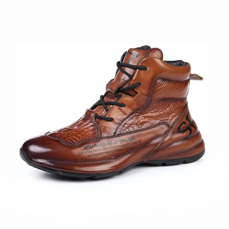 Ankle Boots – Winter Fleece – Crocodile Leather | KIMLUD