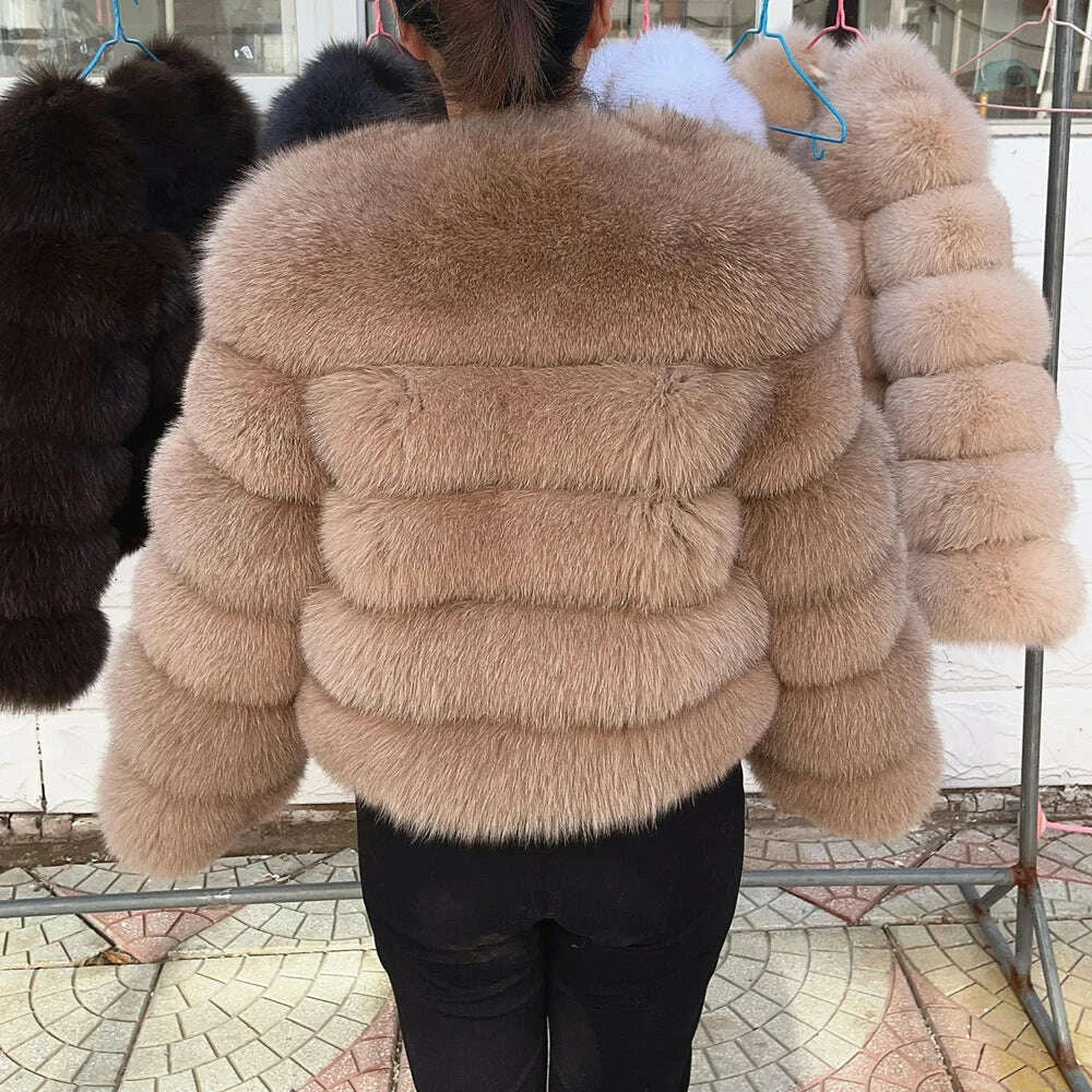 KIMLUD, QUEENTINA Fox Fur Coat Real Winter Women'S New Fashion Furry 2025 Leather And Skin White Clothing Natural New In Coats & Jackets, KIMLUD Womens Clothes