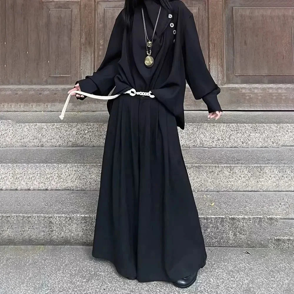 Gothic Dark Y2k Skirt Pants Genderless Japanese Harajuku Casual Outdoor Culottes Wide-Leg Pant Men'S Clothing Unisex (No String)