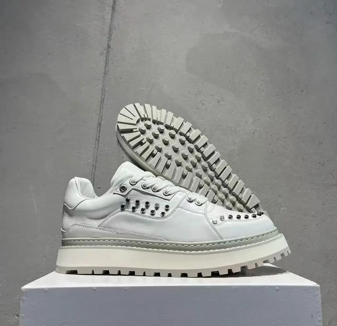 Men's Sneakers – Height Increasing – Leather – White | KIMLUD