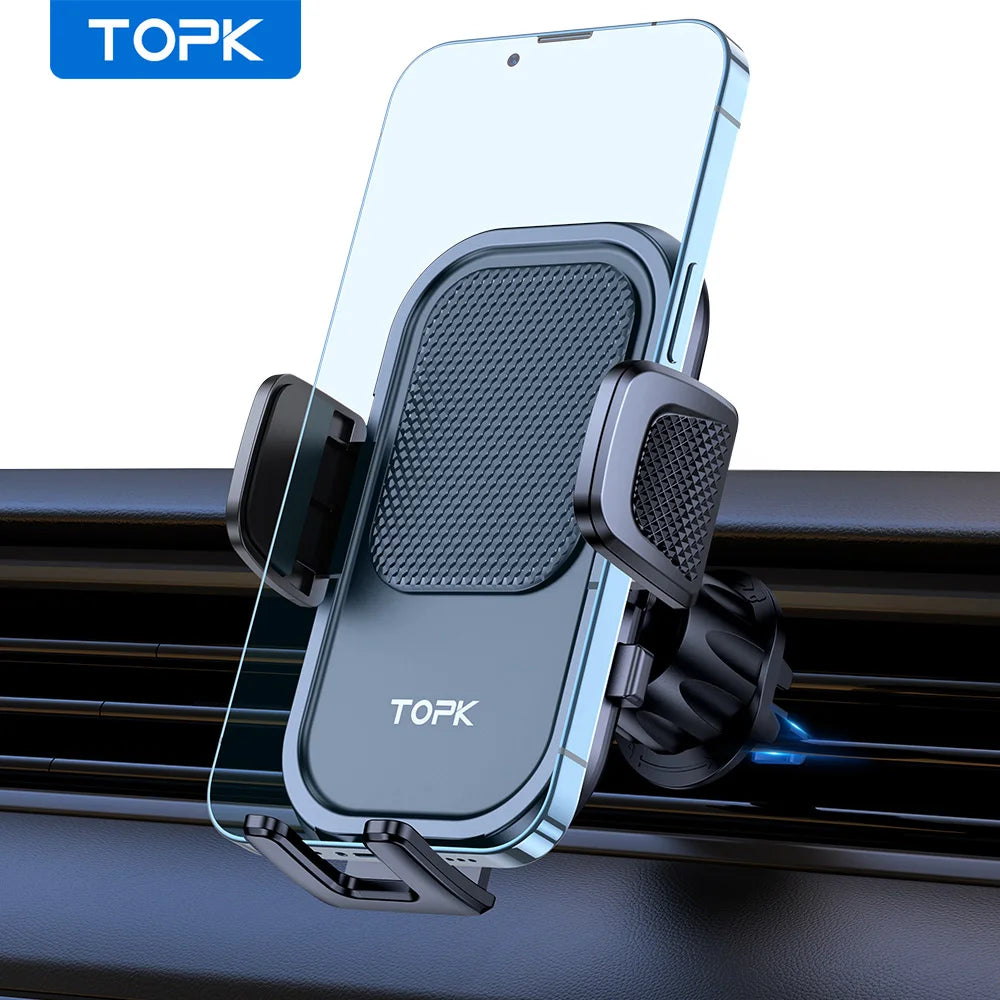 TOPK Car Phone Holder for Car with Hook Clip Air Vent Car Phone Mount 360° Rotation Universal Mobile Phone Mount for Smartphone