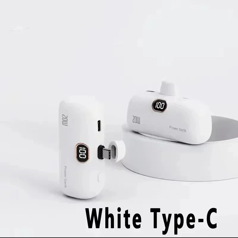 Mini Power Bank 2000/5000mAh Built Cable Portable Mobile Charger Fast Charger Spare Battery Capsule Power bank For iPhone Type-C