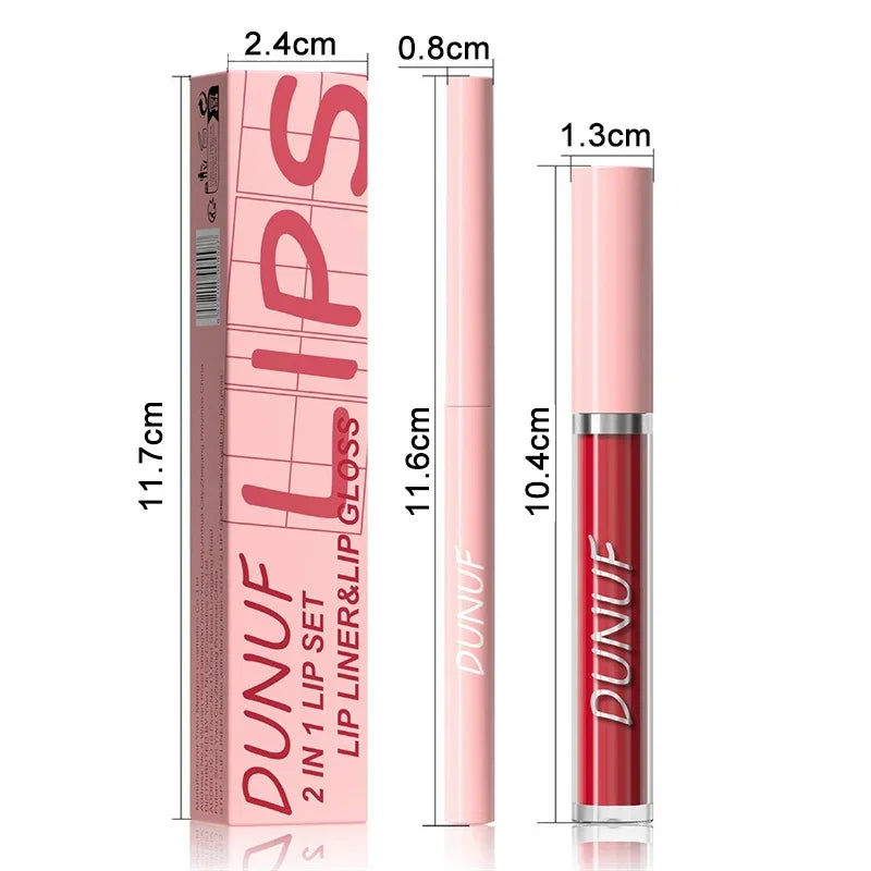 12 Color Matte Lip Liner Pencil Lip Gloss Set Waterproof Lipliner Pen Red Brown High Pigmented Lip Glaze Lips Cosmetics Makeup