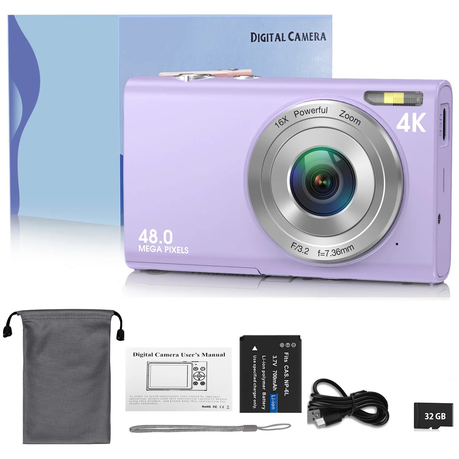 Plastic Vlogging Camera 4K Autofocus — Pink | KIMLUD