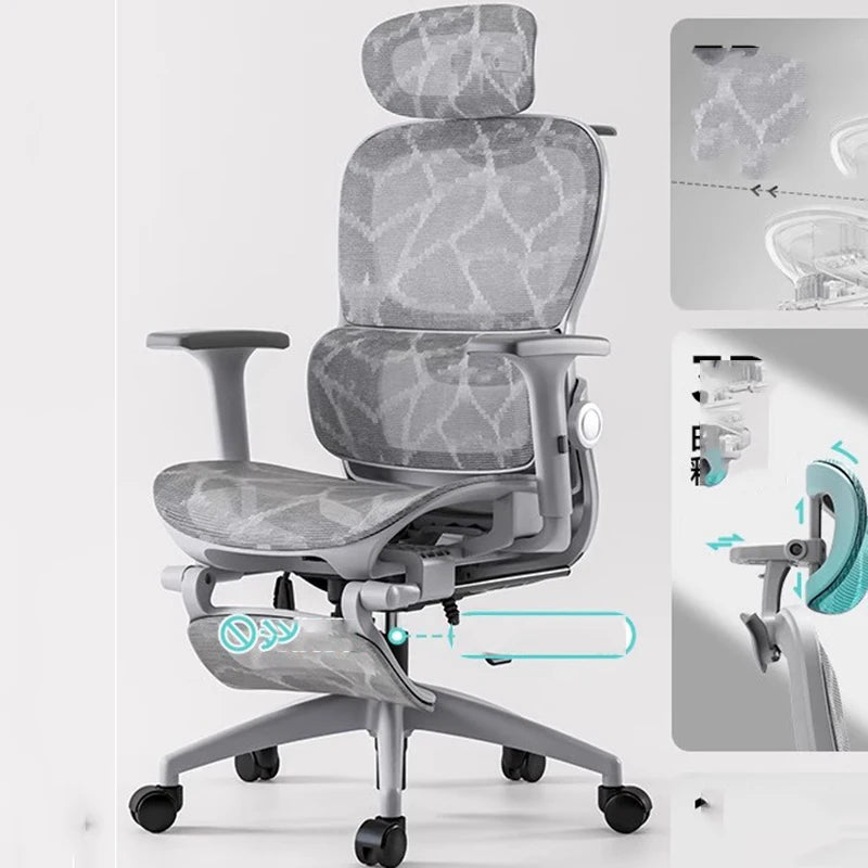 Ergonomic Mesh Office Chair Back Support — Pearl White | KIMLUD