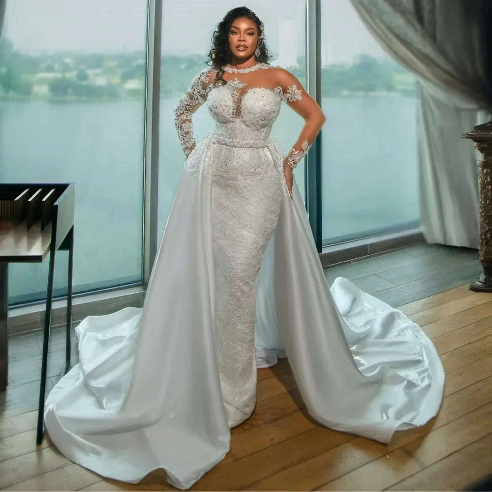 Mermaid Lace Wedding Dress Beaded Embroidery | KIMLUD Mermaid Lace Wedding Dress Beaded Embroidery | KIMLUD