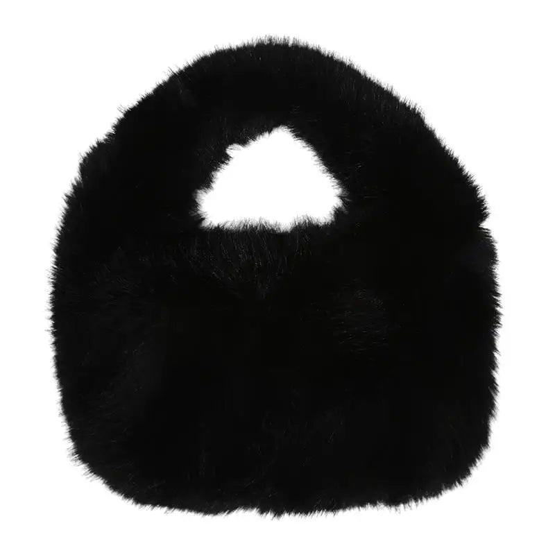 Winter Soft Plush Half Moon Bag Faux Fur Party Clutch Bag Lady Handbags Fluffy Female Winter Purse Casual Tote Bag Fashional Bag