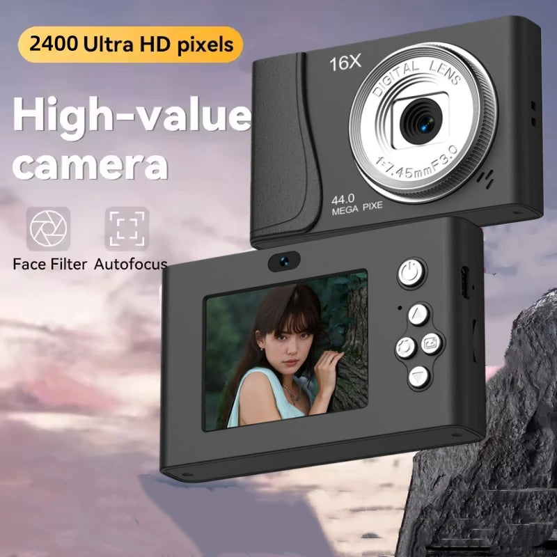 Matte Plastic Compact Camera 4K Digital — Black | KIMLUD