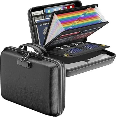 Fireproof Waterproof Document Bag Portable Hard Case — Black | KIMLUD