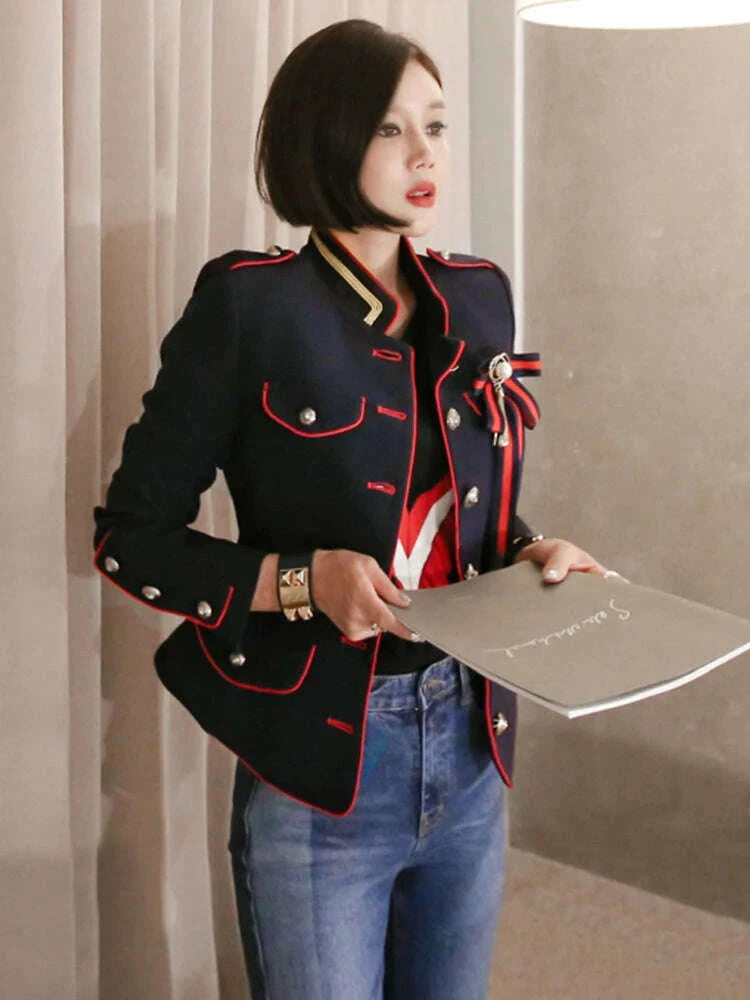 KIMLUD, Korean Elegant Office Women Jacket Chic Temperament Formal Vintage Single Breasted Slim Coat Suit Outerwear Blazer Spring Autumn, KIMLUD Womens Clothes