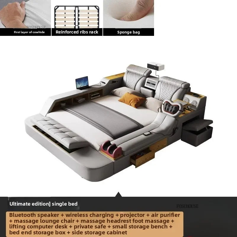 Simple Bedroom Beds Smart Massage Tatami Double Bed Modern Wedding Bed with Projector Multifunctional Beds Bedroom Furniture