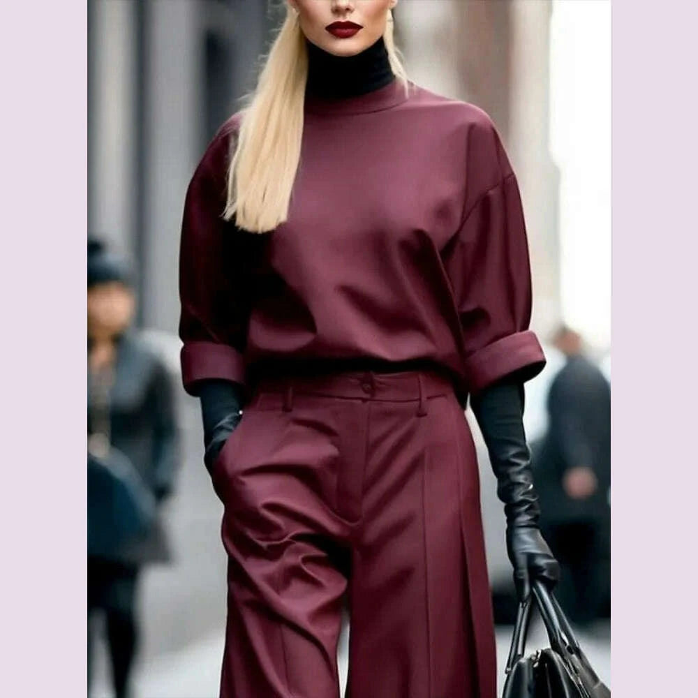 freeacy-2025-new-womens-tops-burgundy-round-neck-half-sleeves-loose-fit-t-shirt-spring-and-summer-casual-streetwear-shirts-kimlud-kimlud-33912219