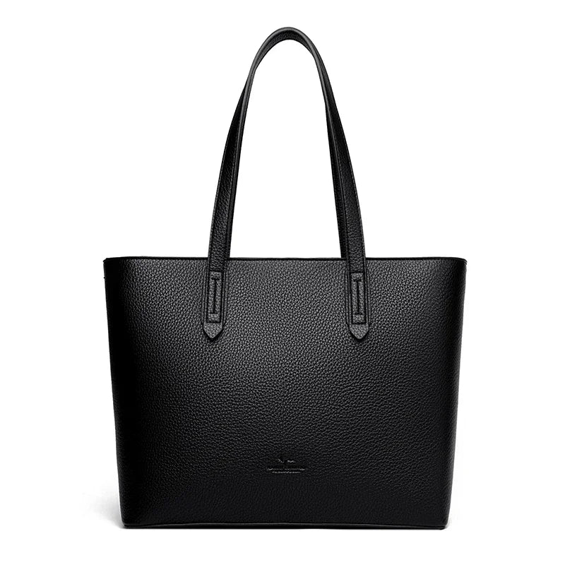 PU Leather Shoulder Bag Large Capacity — Black | KIMLUD