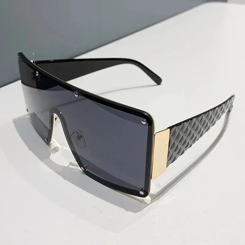 Sunglasses Large Frame Stainless Steel Black | KIMLUD