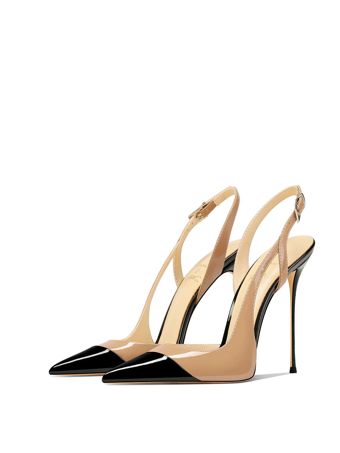 Lacquer Leather Pumps Pointed-Toe — Nude | KIMLUD