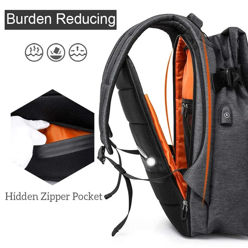 KIMLUD, Tangcool Men 16-17inch Laptop Backpack Waterproof 180 Degree Open Large Capacity Travel Bag USB Charging Sport Bag For Teenager, KIMLUD Womens Clothes