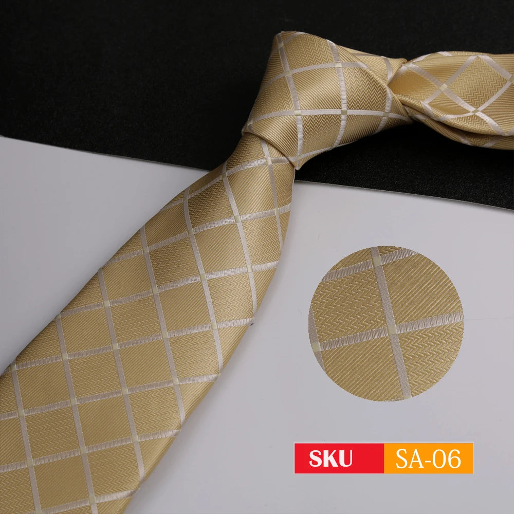 KIMLUD, Luxury 8CM Mens Ties Necktie Solid Twill Stripes Plaids Ties For Man Groom Neck Tie For Business Party, KIMLUD Womens Clothes