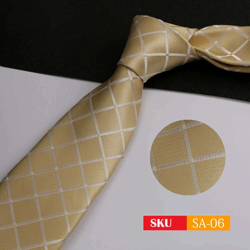 KIMLUD, Luxury 8CM Mens Ties Necktie Solid Twill Stripes Plaids Ties For Man Groom Neck Tie For Business Party, KIMLUD Womens Clothes